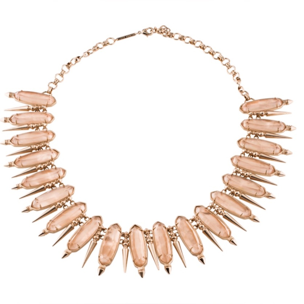 NWT [Kendra Scott] Gwendolyn Statement Necklace, Rose Gold & Peach Illusion - Picture 2 of 11
